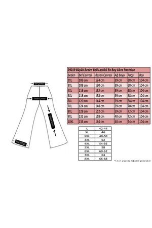 29019 Büyük Beden Beli Lastikli En Boy Likra Pantolon - Saks - 2