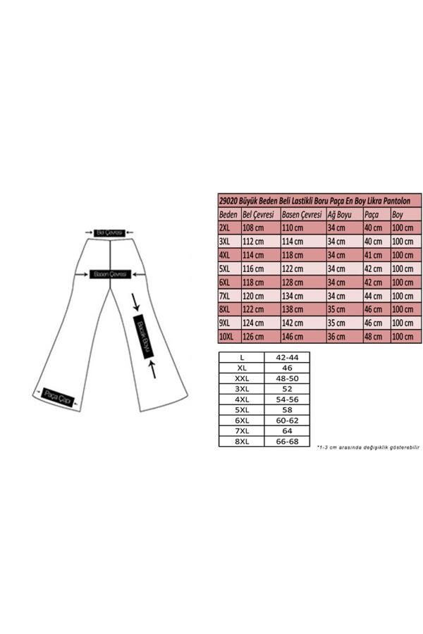 29020 Büyük Beden Beli Lastikli Boru Paça En Boy Pantolon - Haki - 2