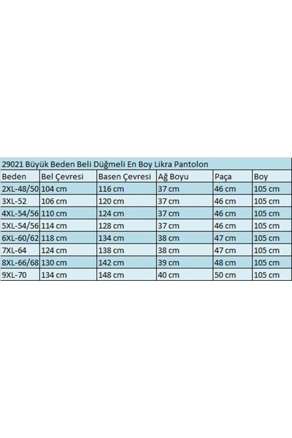 29021 Büyük Beden Beli Düğmeli En Boy Likra Pantolon - Bej - 2