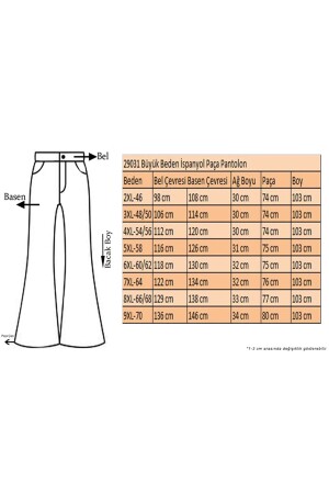 29031 Büyük Beden İspanyol Paça Pantolon-Kahverengi - 2