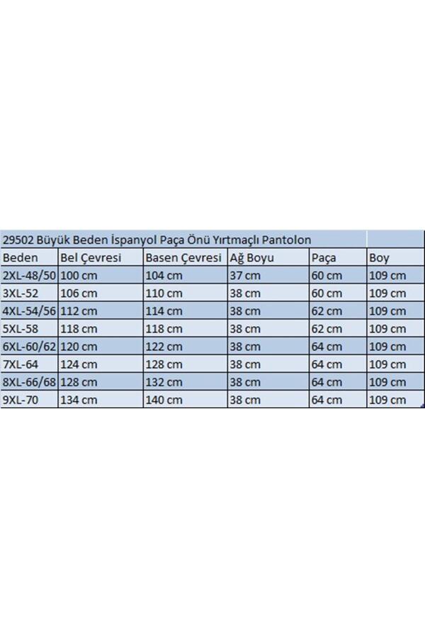 29502 Büyük Beden İspanyol Paça Önü Yırtmaçlı Pantolon -Bordo - 2