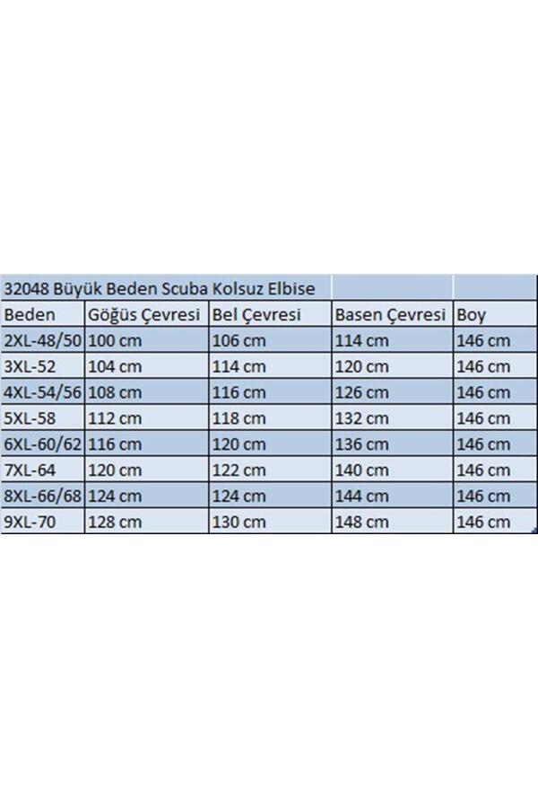 32048 Büyük Beden Scuba Kolsuz Elbise - Ekru - 2