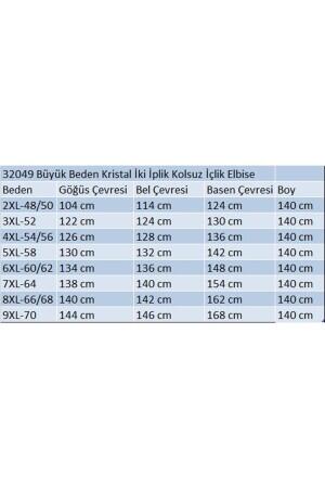 32049 Büyük Beden Kristal İki İplik Kolsuz İçlik Elbise-Bordo - 2