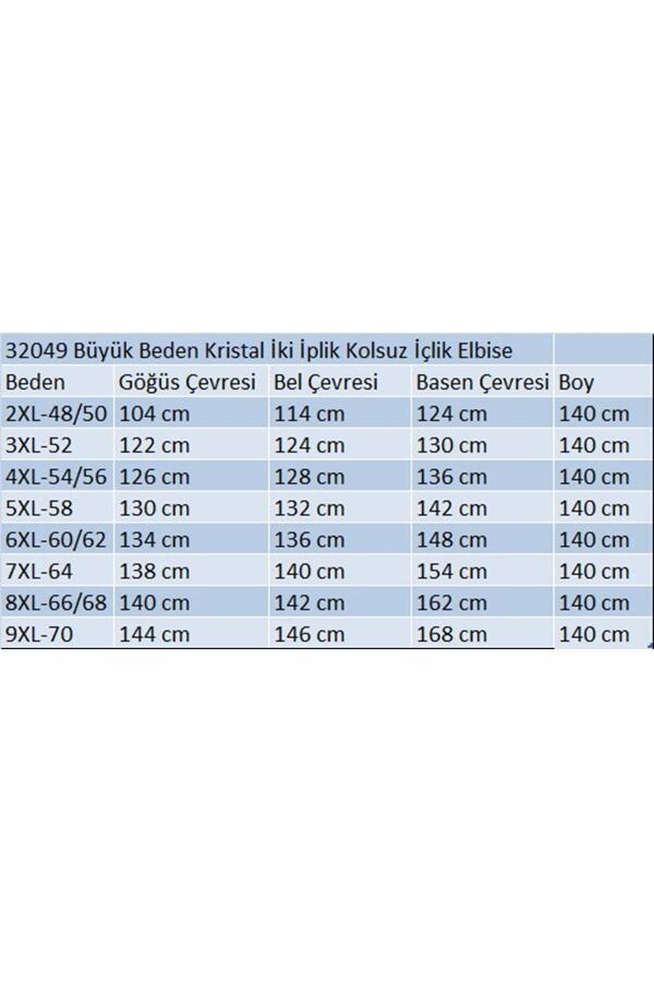 32049 Büyük Beden Kristal İki İplik Kolsuz İçlik Elbise-Bordo - 2