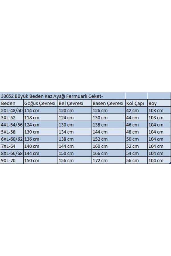 33052 Büyük Beden Kaz Ayağı Fermuarlı Ceket - Büyük Kaz Ayağı Siyah - 2