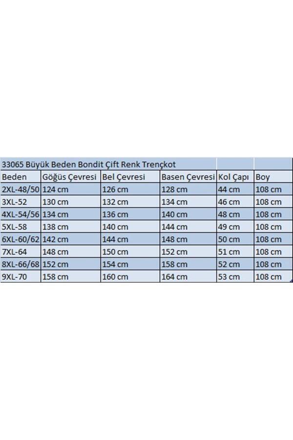 33065 Büyük Beden Bondit Çift Renk Trençkot-Nefti-Vizon - 2