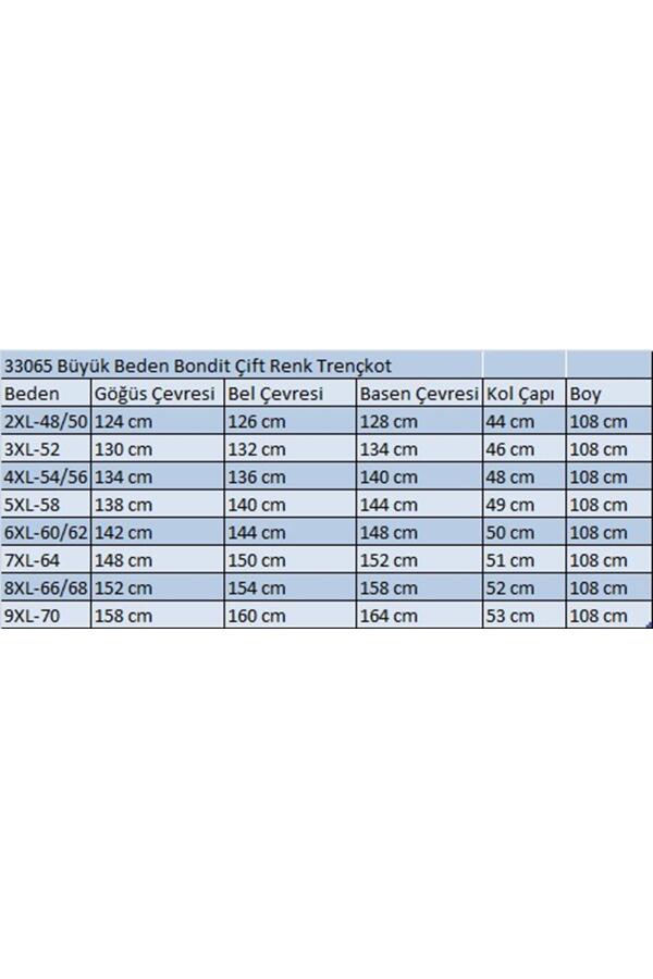 33065 Büyük Beden Bondit Çift Renk Trençkot-Pudra-Vizon - 2