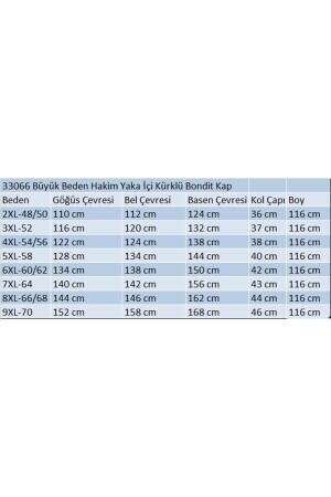 33066 Büyük Beden Hakim Yaka İçi Kürklü Bondit Kap-Pudra - 2