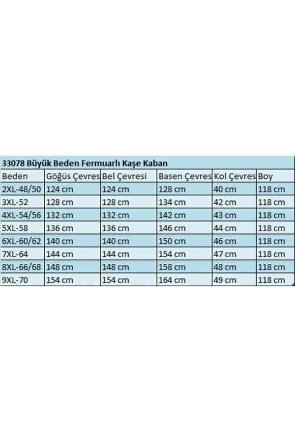 33078 Büyük Beden Fermuarlı Kaşe Kaban-Haki - 2