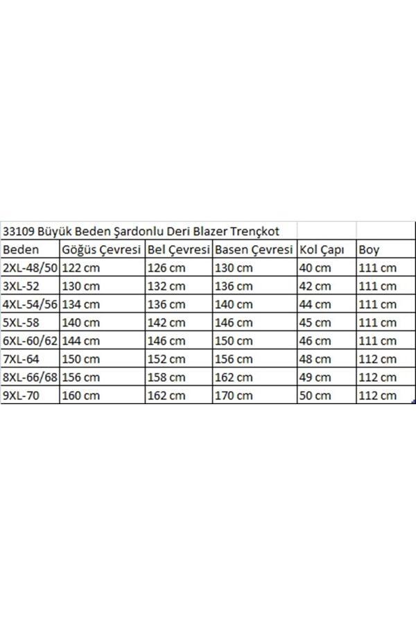 33109 Büyük Beden Şardonlu Deri Blazer Trençkot-Taba - 2