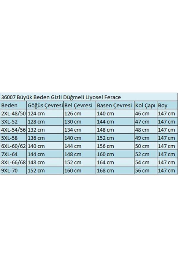 36007 Büyük Beden Gizli Düğmeli Liyosel Ferace - Bej - 2