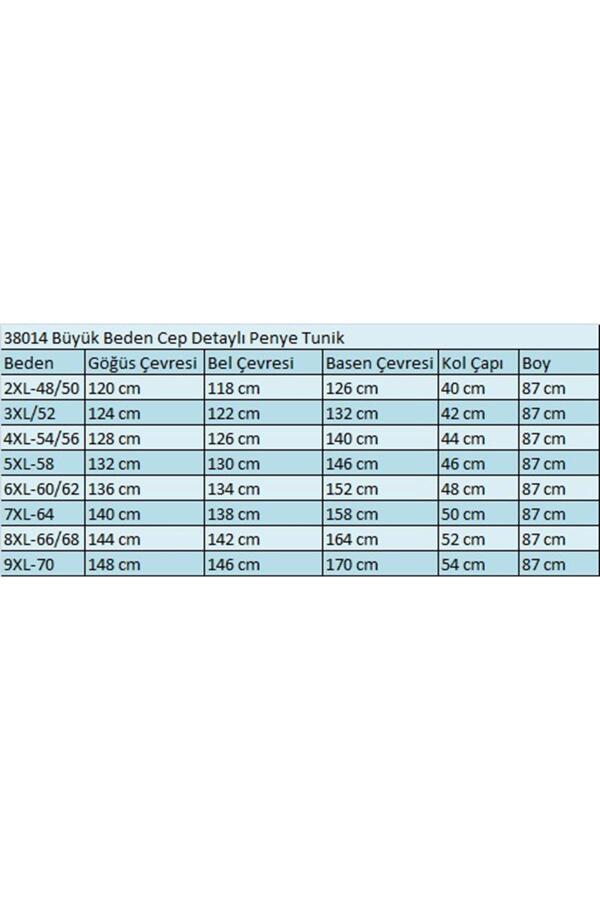 38014 Büyük Beden Cep Detaylı Penye Tunik - Petrol - 2