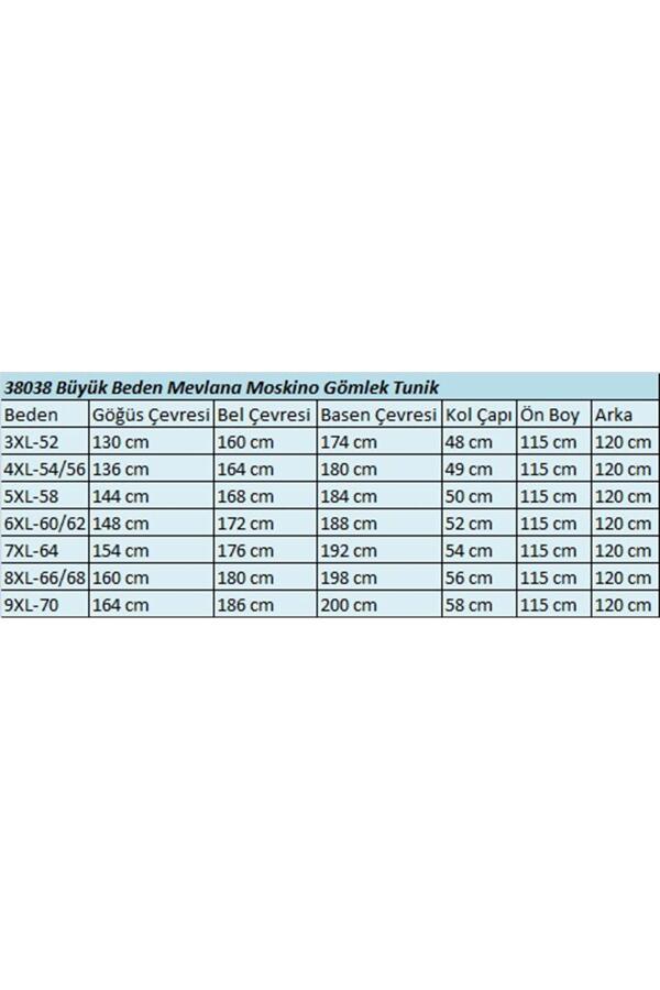 38038 Büyük Beden Mevlana Moskino Gömlek Tunik - Mavi - 2