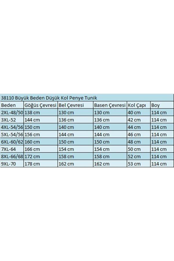 38110 Büyük Beden Düşük Kol Penye Tunik - İndigo - 2