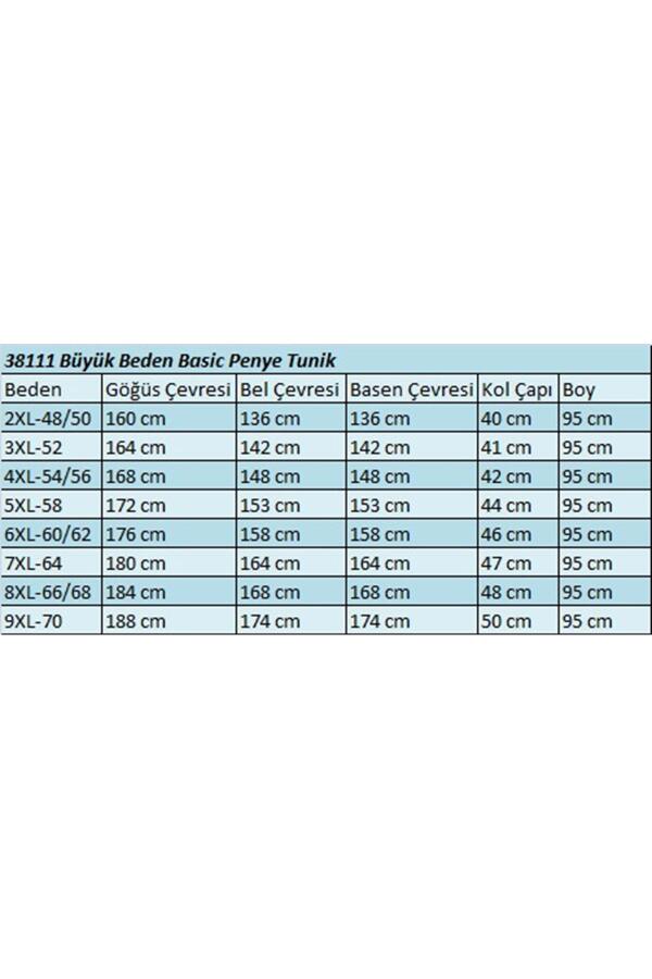 38111 Büyük Beden Basic Penye Tunik - Petrol - 2