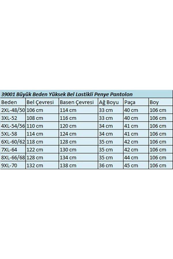 39001 Büyük Beden Yüksek Beli Lastikli Penye Pantolon - Haki - 2