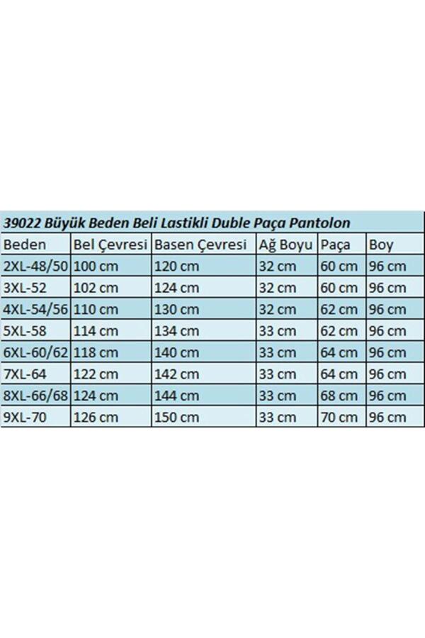 39022 Büyük Beden Beli Lastikli Duble Paça Pantolon - Haki - 2