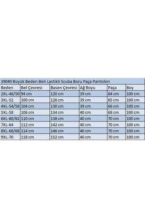 39040 Büyük Beden Beli Lastikli Scuba Boru Paça Pantolon-Bordo - 2