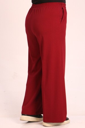 39040 Large Size Scuba Tube Leg Trousers with Elastic Waist - Claret Red - 3