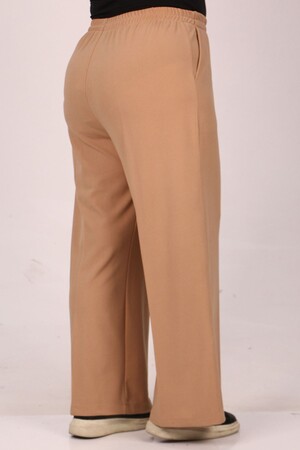 39040 Large Size Scuba Pipe Leg Trousers with Elastic Waist - Mink - 3