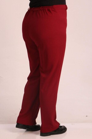 39044 Large Size Scuba Trousers with Elastic Waist - Claret Red - 3