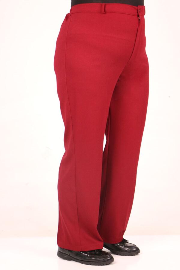 39044 Large Size Scuba Trousers with Elastic Waist - Claret Red - 3