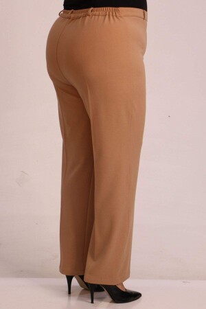 39044 Large Size Scuba Trousers with Elastic Waist - Mink - 3