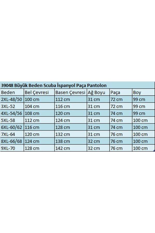 39048 Büyük Beden Scuba İspanyol Paça Pantolon-Bordo - 2