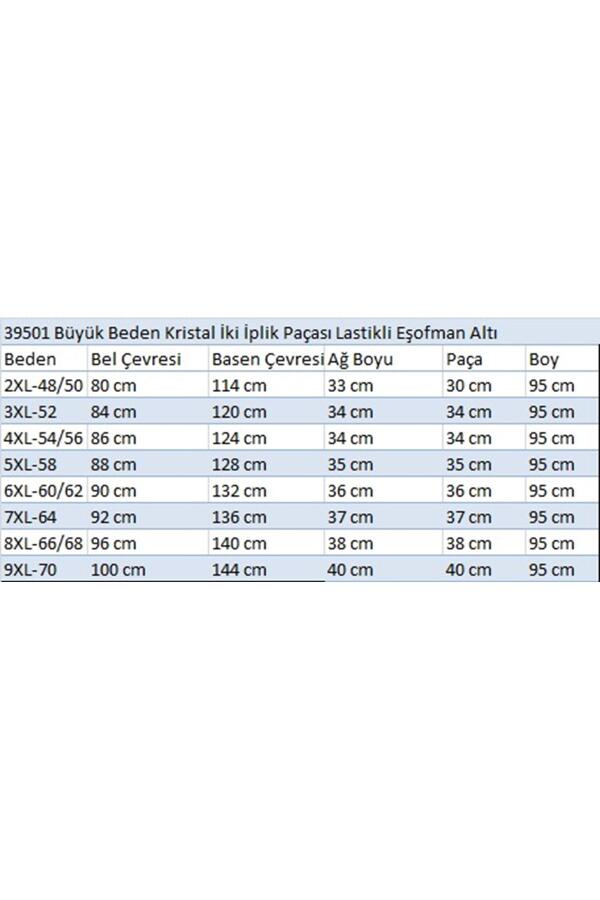 39501 Büyük Beden Kristal İki İplik Paçası Lastikli Eşofman Altı-Vizon - 2