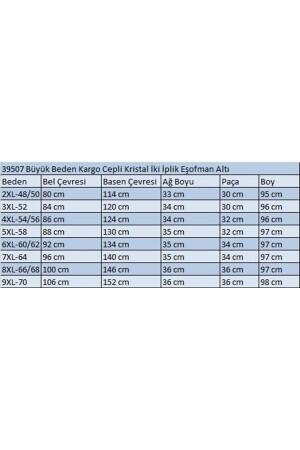 39507 Büyük Beden Kargo Cepli Kristal İki İplik Eşofman Altı-Bordo - 2