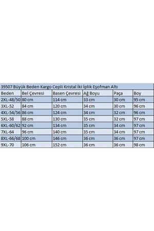 39507 Büyük Beden Kargo Cepli Kristal İki İplik Eşofman Altı-Vizon - 2