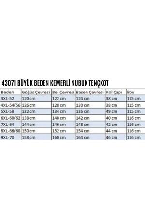 43071 Büyük Beden Kemerli Nubuk Tençkot - Gri - 2