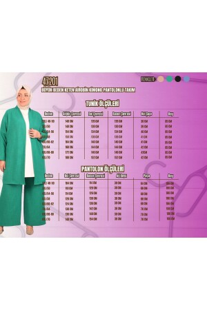 47201 Büyük Beden Airobin Kimono Pantolonlu Takım - Siyah - 2