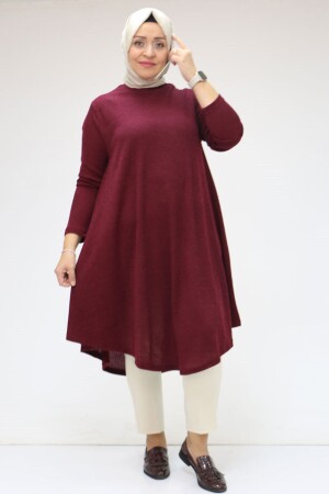 48098 Büyük Beden Mevlana Mir Tunik - Bordo - 1