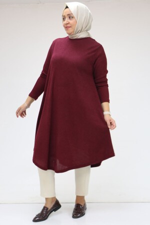 48098 Büyük Beden Mevlana Mir Tunik - Bordo - 2