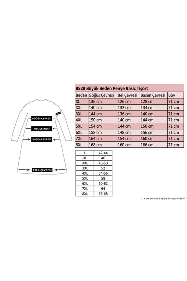 8528 Büyük Beden Penye Basic Tişört - Siyah - 2