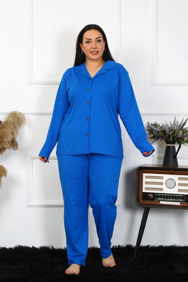 Angelino Underwear Women's Large Size Cotton Pocket Buttoned Saks Pajama Set 202401 - 2