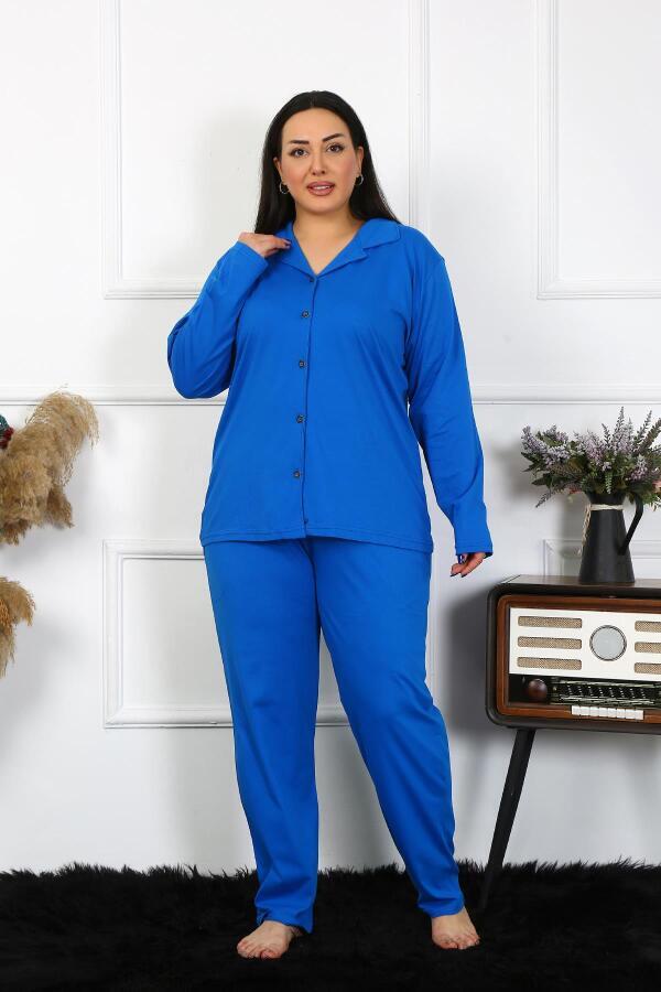 Angelino Underwear Women's Large Size Cotton Pocket Buttoned Saks Pajama Set 202401 - 6