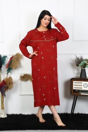 Angelino Underwear Women's Plus Size Long Sleeve Burgundy Mother's Nightgown 1364 - 1