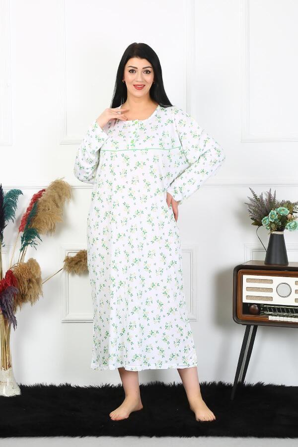 Angelino Underwear Women's Plus Size Long Sleeve White Mother's Nightgown 1363 - 1