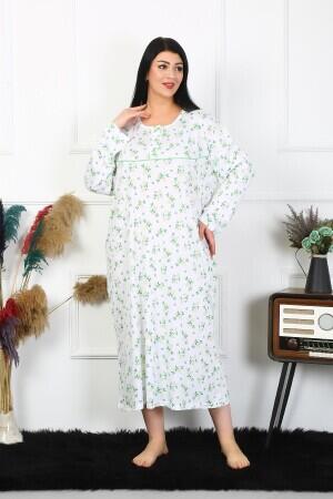 Angelino Underwear Women's Plus Size Long Sleeve White Mother's Nightgown 1363 - 3