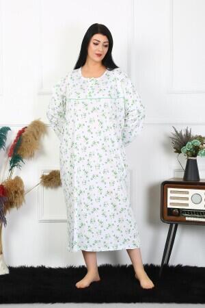 Angelino Underwear Women's Plus Size Long Sleeve White Mother's Nightgown 1363 - 5