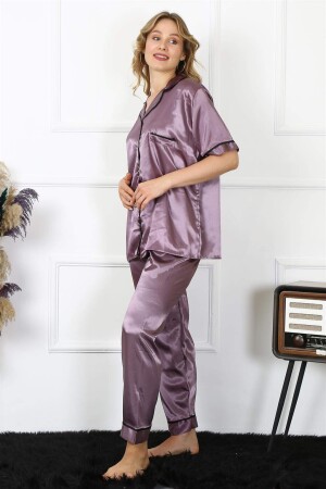 Angelino Underwear Women's Plus Size Purple Satin Pajama Set 10303 - 2