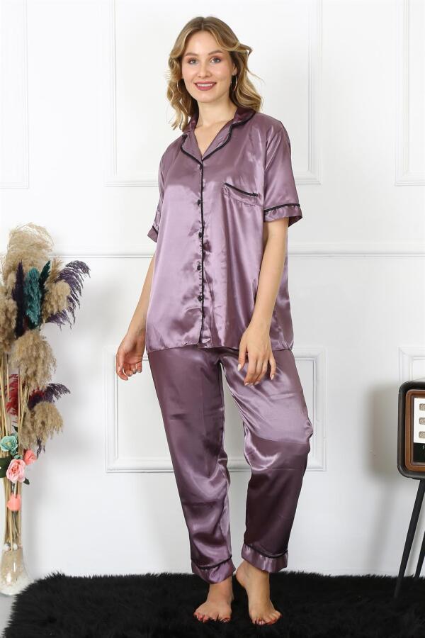 Angelino Underwear Women's Plus Size Purple Satin Pajama Set 10303 - 1