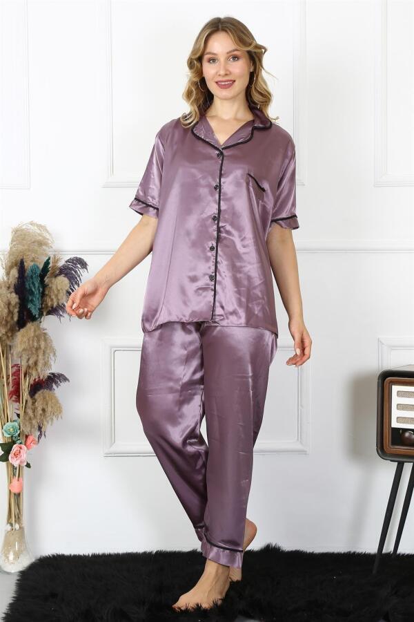 Angelino Underwear Women's Plus Size Purple Satin Pajama Set 10303 - 3