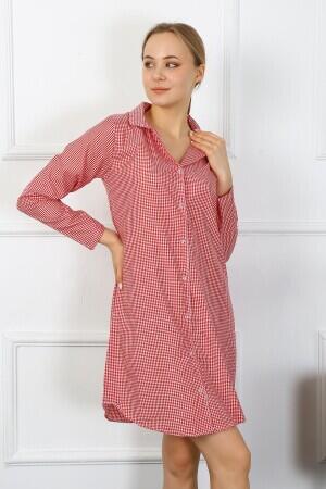 Angelino Underwear Women's Combed Cotton Long Sleeve Buttoned Tunic Nightgown 13101 - 7