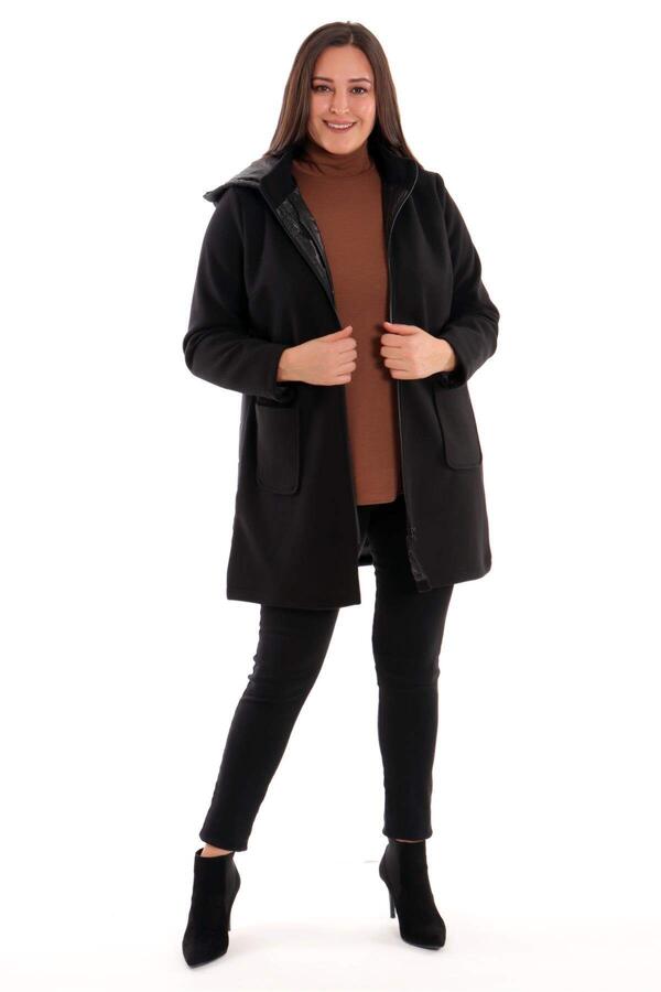 Back Quilted Front Stamp Black Coat - 1