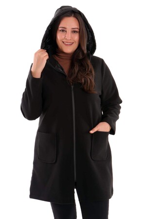 Back Quilted Front Stamp Black Coat - 2