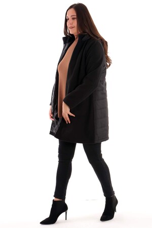 Back Quilted Front Stamp Black Coat - 5