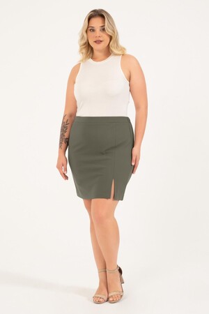 Mini Skirt with Elastic Back Waist Slit - 3